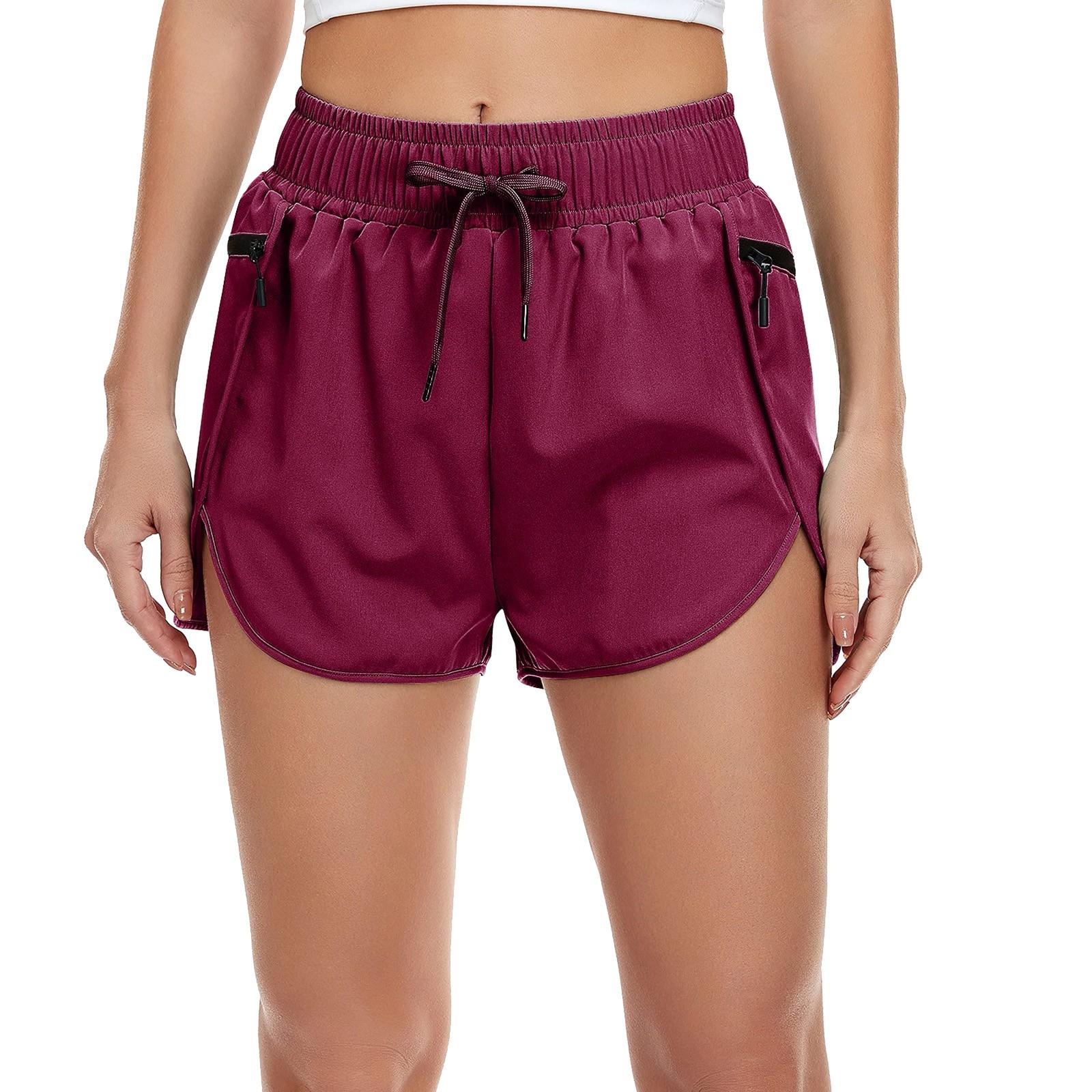 

Женская мода для отдыха, лето 2022, спортивные шорты для бега с карманами и шнурком, брюки XXL винный