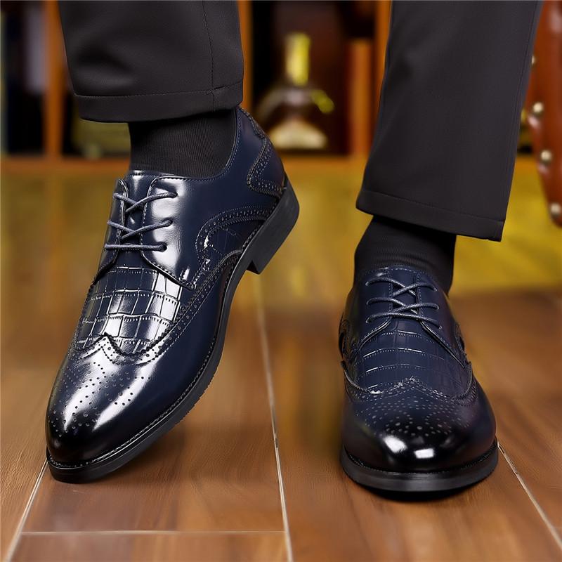 Fashion Britain New Retro Pointed Patent Leather Lace Up Wedding Flats Derby Shoes For Men Casual Formal Dress Footwear Zapatos Hombre