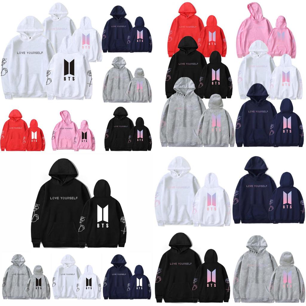 Bluza z nadrukiem BTS z podszewką polarową dla młodzieży, do noszenia na co dzień