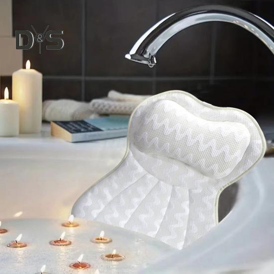 Badewannenkissen mit 6 Anti-Rutsch-Saugern Badekopfstütze mit 4D-Air-Mesh-Gewebe Nacken- und Rückenstütze Badekissen Entspannendes Badezubehör
