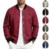 Men Faux‑Suede Bomber Jacket, Snap‑Button Front Contrast Ribbed Collar Cuffs Hem Zippered Sleeve Pocket Side Hand Pockets Casual Streetwear Outerwear