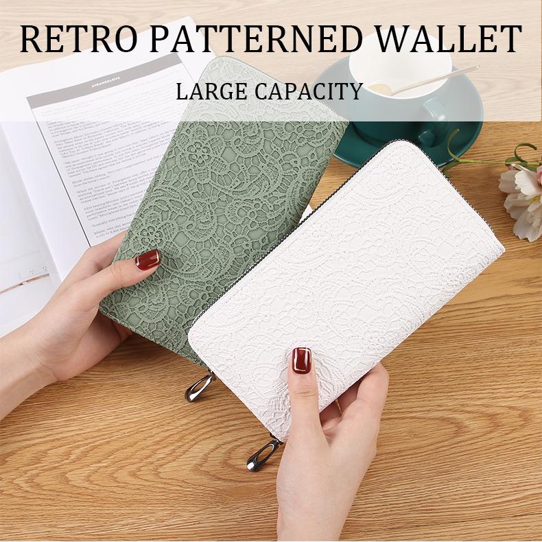 Trendy Embossed Single-Zip Women's Clutch Wallet with Multi-Card Slots