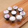 Single Hole Zinc Alloy + Ceramic Handle Painted Kitchen Vintage Door Drawer Handle Cabinet Pulls Knob with 25mm Screw