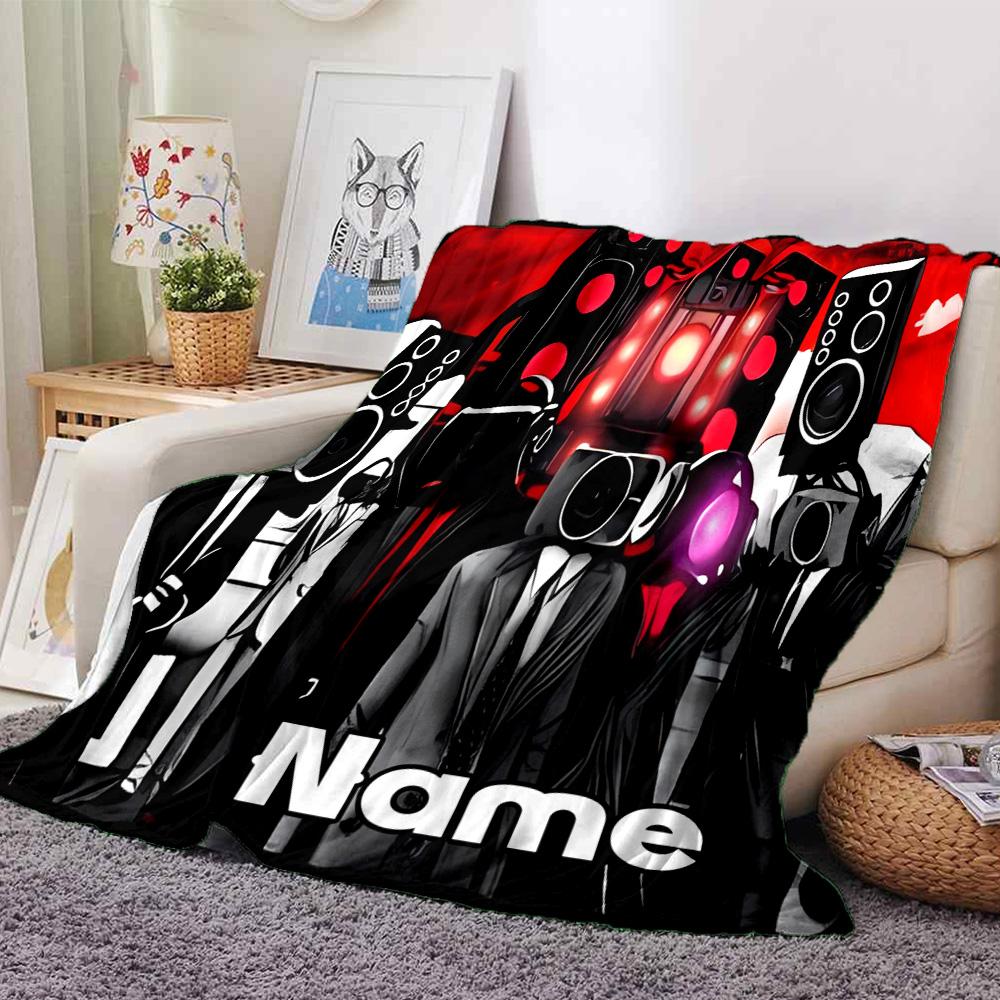 Customiz Name Personality Skibidi Toilet Blanket Soft &Warm Sofa Office Bed Travel Lunch Break Blanket, Gift Suitable All Seasons