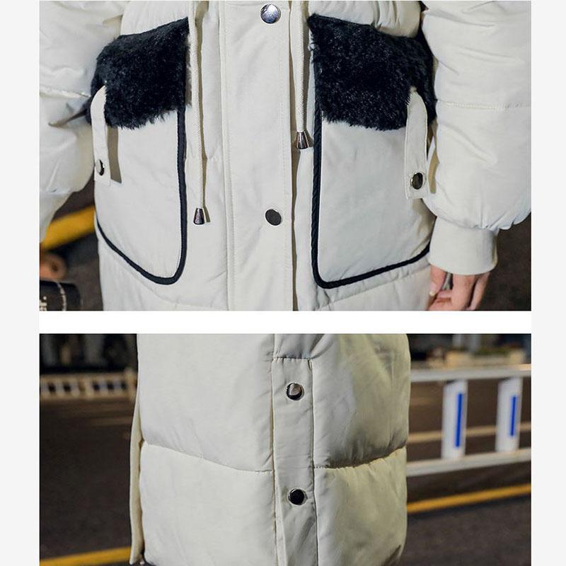 Down Jacket Winter Korean Fashion Big Size Fur Collar Mid-length Hooded Thick Warm Large Size Jacket Suitable for Women