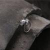 Adjustable Sterling Ring With Lotus Leaf Motif Vintage Boho Geometric Jewelry Women Men