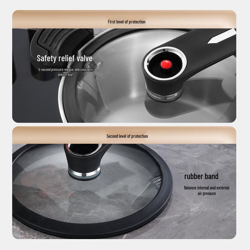 Multi-Functional 304 Stainless Steel Micro-Pressure Soup Pot, Compatible with Induction and Gas Stoves, Five-Layer Steel Composite Base.