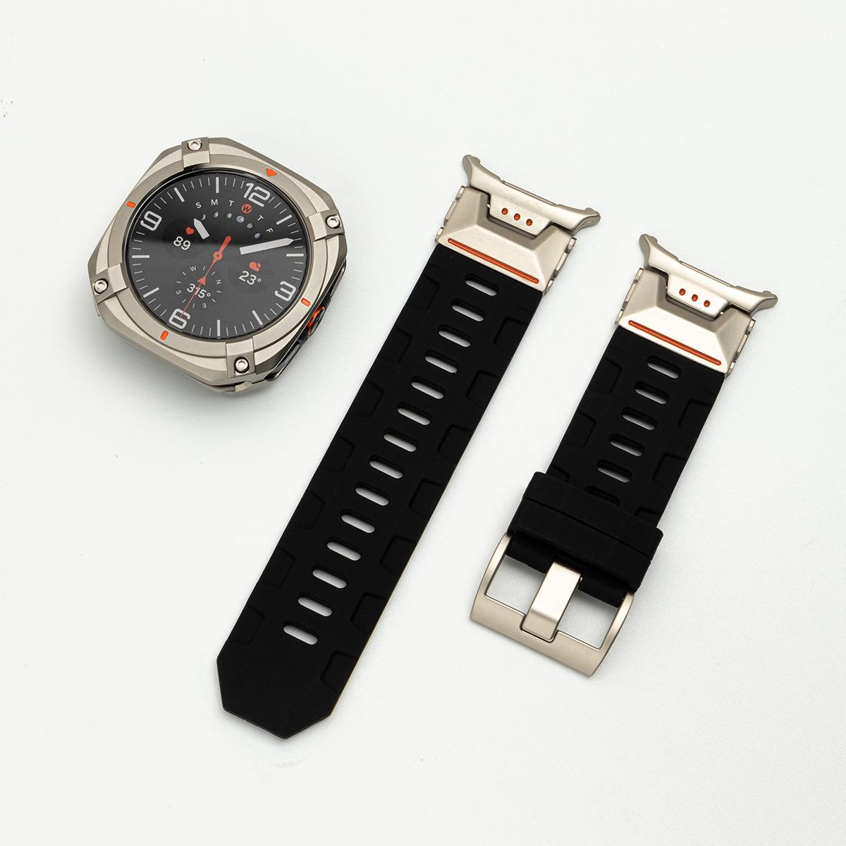 

Силиконовый ремешок Металлический корпус для Samsung Galaxy Watch Ultra 47мм Роскошный мужской спортивный ремешок Galaxy Ultra2025 Браслет с изогнутым концом без зазоров Watch Ultra 47mm