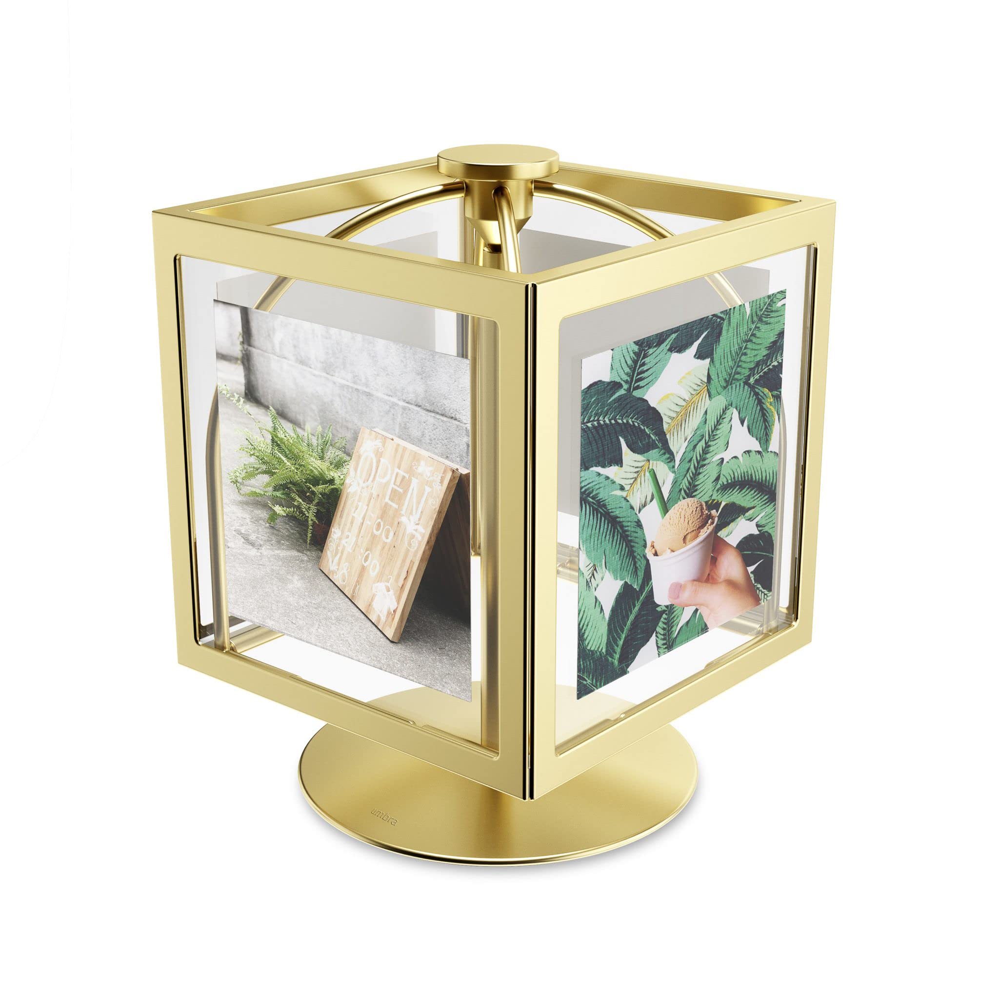 

Umbra Photo Frame, Rotating Photo Display, Tabletop, 4-Panel, Brass, ROCKER, 21016502221, W11 x D11 x H15cm