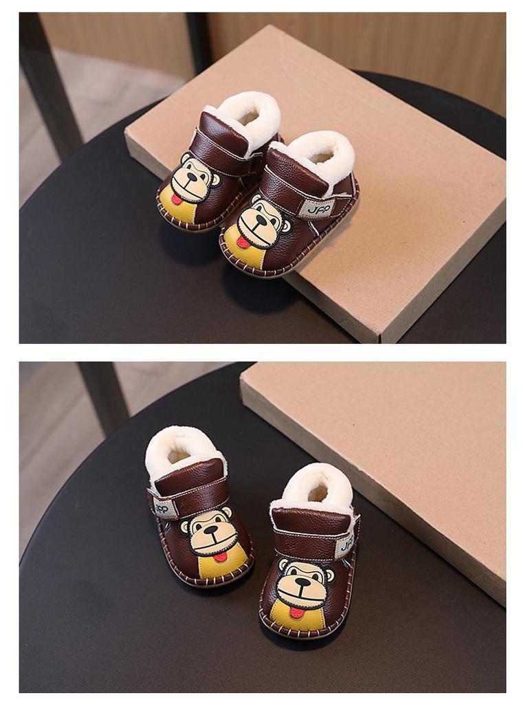 Warm Toddler Fleece-Lined Winter Shoes for Boys & Girls, Soft Sole, Non-Slip, Ages 1-2