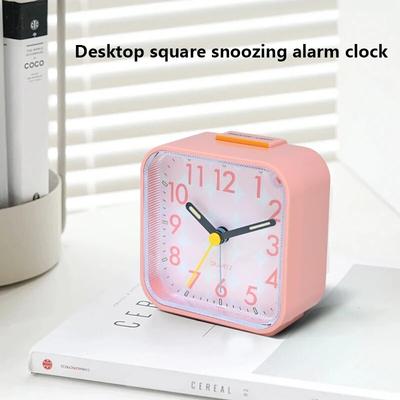 Simple Night Light Small Alarm Clock, Bedside Desktop with Snooze Function Household Creative Plastic Quartz Clock