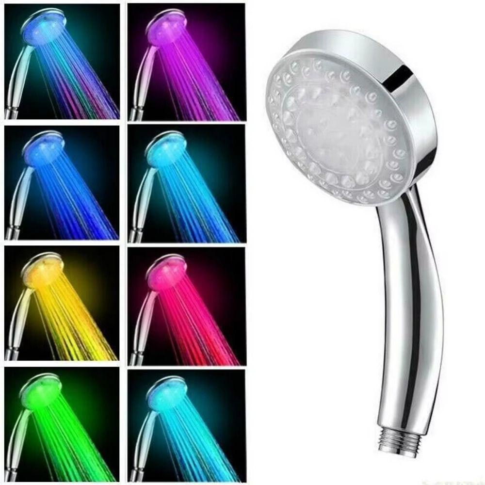 Ultra-Quiet Gradual Changing Shower Nozzle Round Head LED Rainfall Shower Sprayer  Household