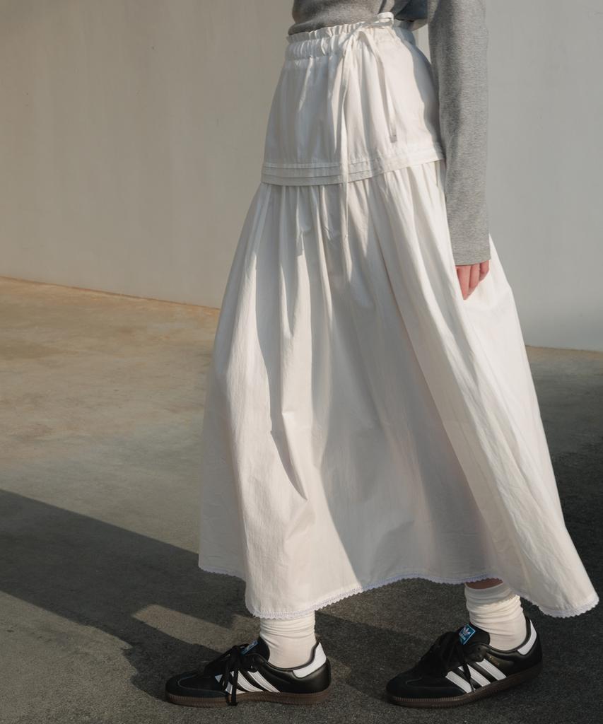 Dehebe Ruffle Long Skirt [Ivory]