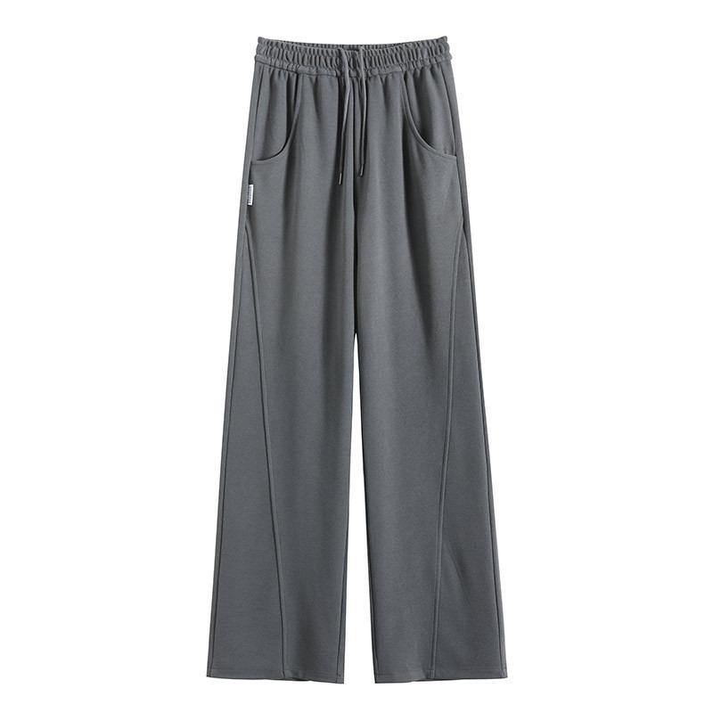 Grey wide-leg pants women's spring new high waist drape loose straight casual sweatpants banana sweatpants women