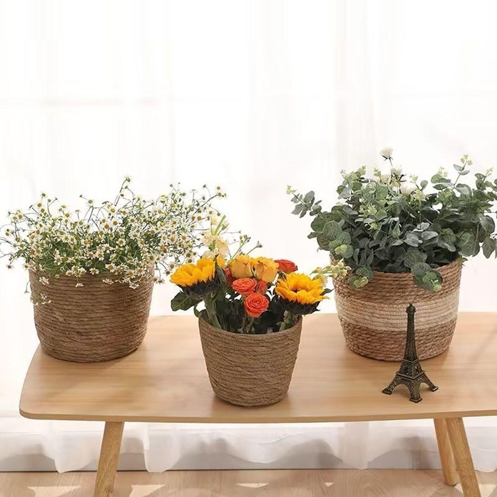 1Pcs For Garden Terraces Flower Pot Basket Planter Basket Woven Plant Flower Basket