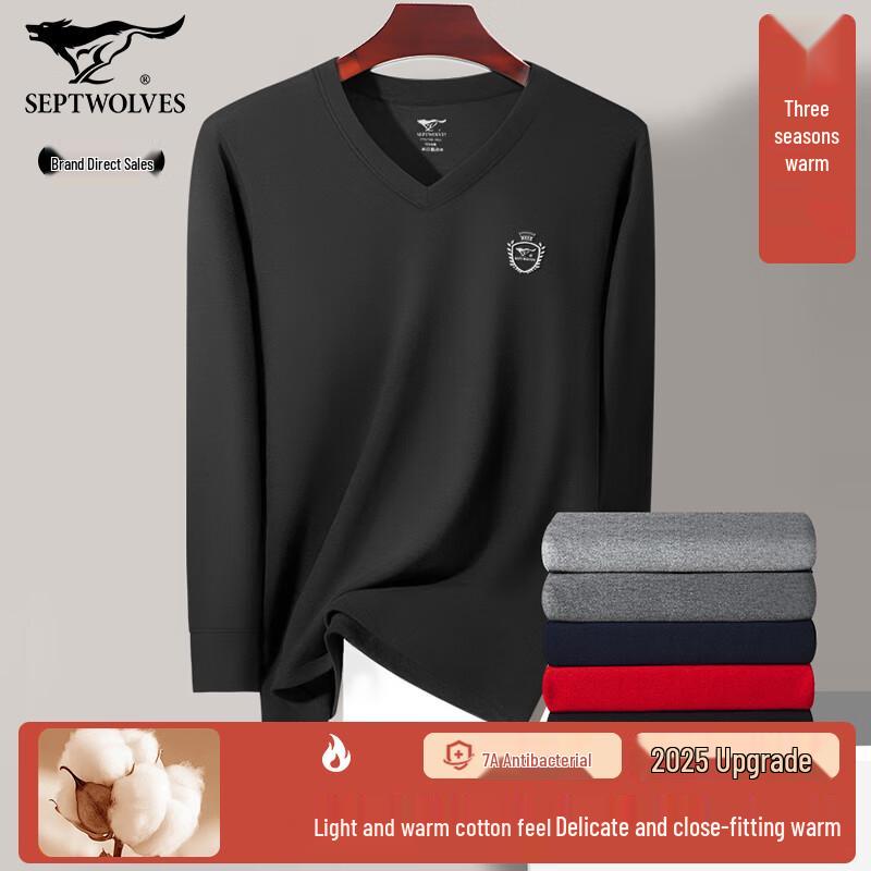 

Septwolves Men s Pure Cotton V-Neck Antibacterial Thermal Undershirt XL (175)