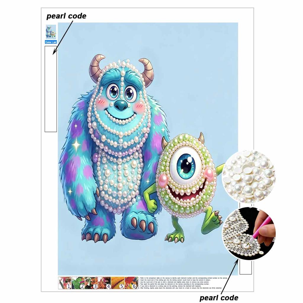 Disney DIY Pearl Painting Monsters, Inc. Decorative Painting Creative Ornaments Friends Gifts Desktop Furnishings Home Decoration
