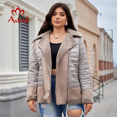 Autumn Women's Jacket Double-Faced Fur Spliced Design Hooded Warm Down Coats Demi-Season Parkas Plus Size Outwears AM-10035