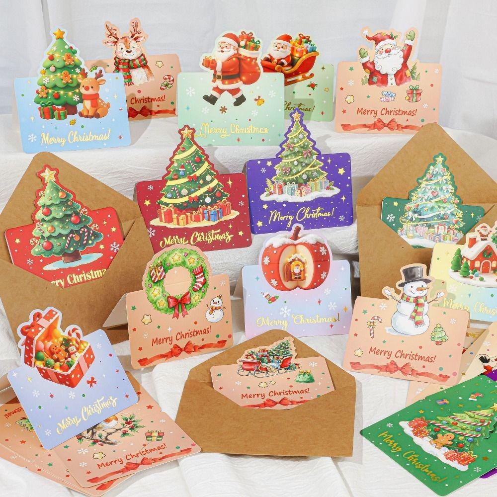 3D Christmas Greeting Cards Multicolor Handwritten Cards Holiday Decor Cards Holiday Decor