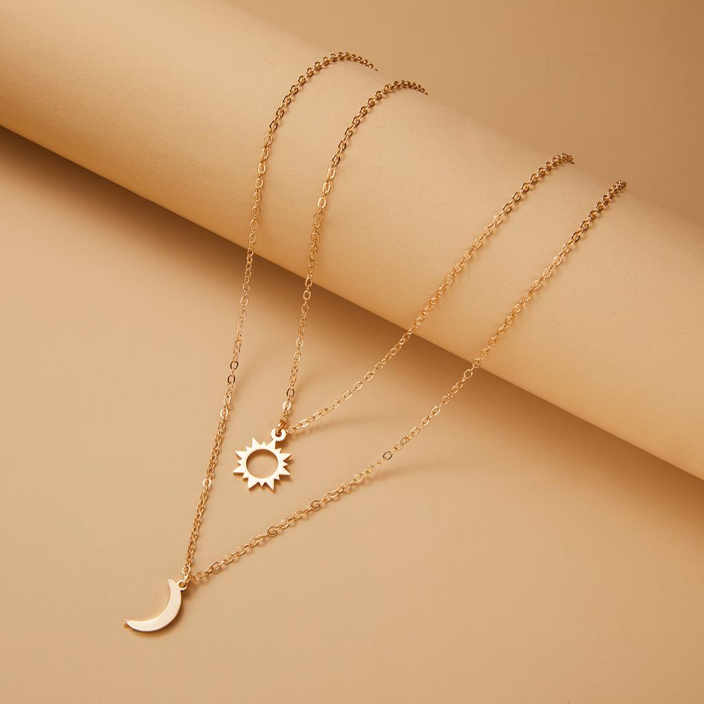 Romantische Maan Zon Koppel Ketting voor Vrouwen Mannen Roestvrij Staal Creatieve Holle Hanger Schakelketting Ketting Set Sieraden Cadeau