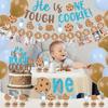 Milk and Cookies Boys First Birthday Party Decor, He Is One Tough Cookies Monthly Milestones Photo Banner Cake Cupcake Topper Balloons for Milk and