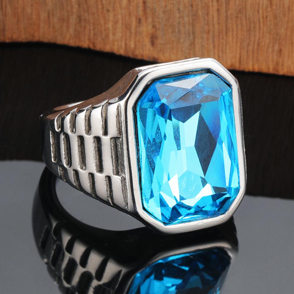 

Men s Square Titanium Ring Minimalist Geometric Gemstone Jewelry Trendy Punk Stainless Steel Band for Men Fashion Accessories No. 13