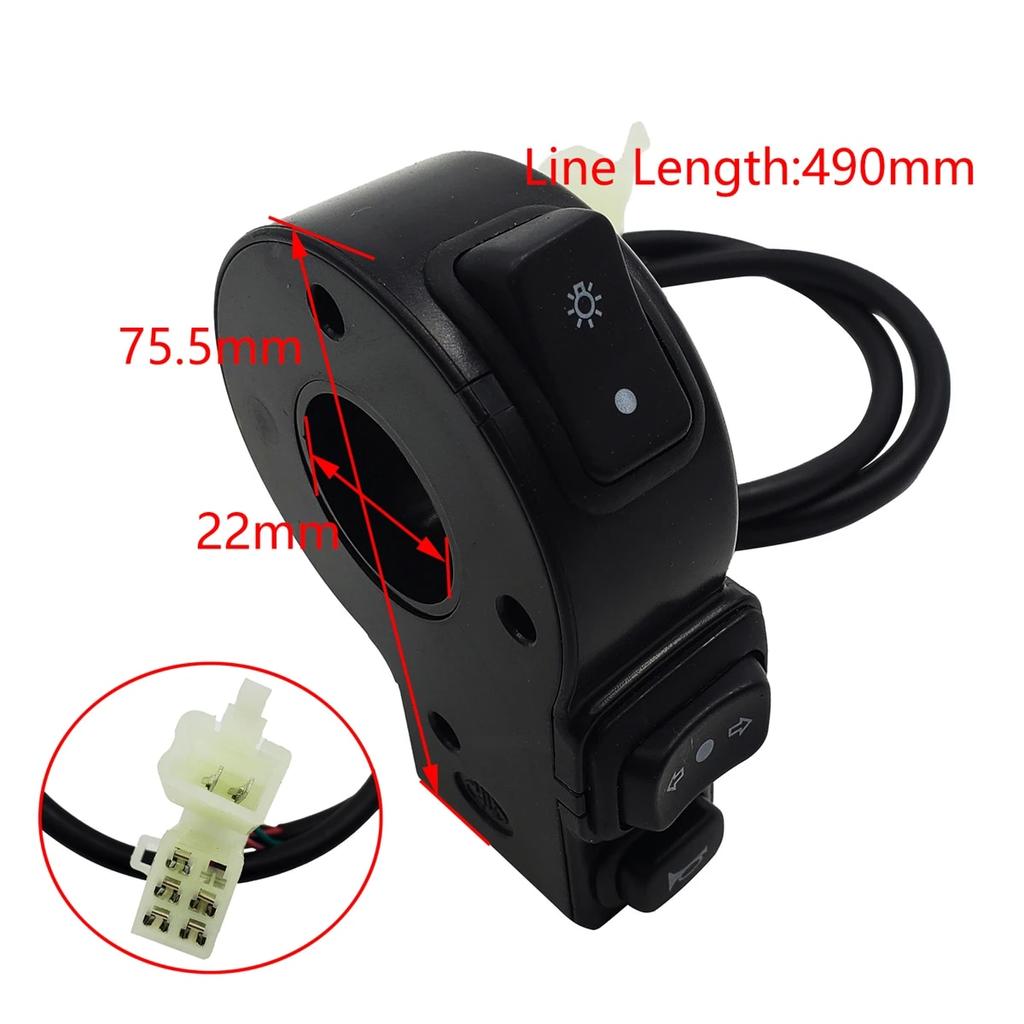 3 in 1 Motorradschalter, Elektro-Fahrrad, Roller, ATV, Quad, Licht, Blinker, Hupe, Ein-/Aus-Taste für 22 mm Durchmesser, Lenker, Motorrad