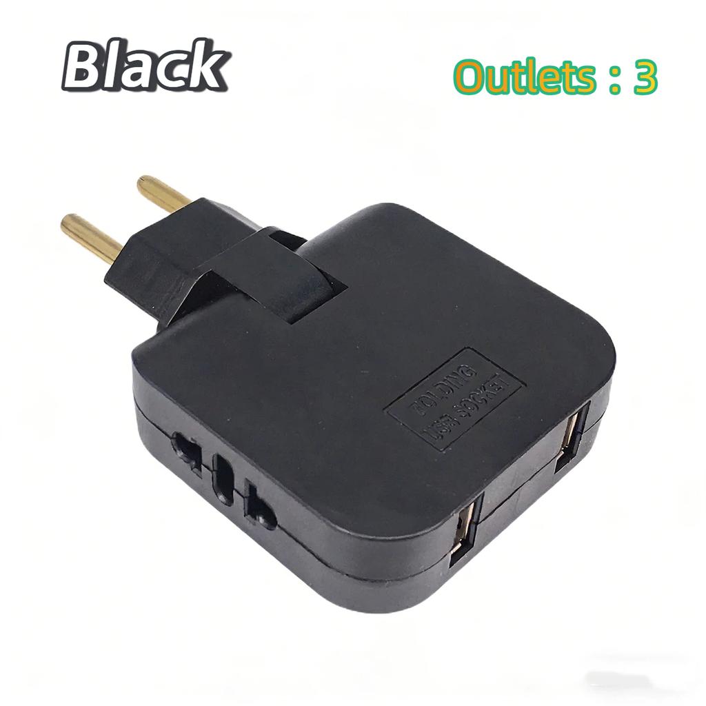European Standard Rotating Plug Adapter – 180° Rotatable Multi-Outlet Extension Socket Cordless, Lightweight & Portable