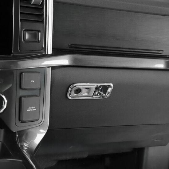 For - Ford F150 F-150 ABS Chrome Co-pilot Storage Box Handle Cover Trim
