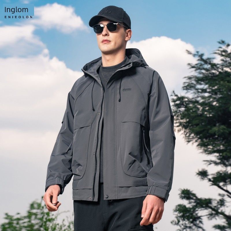 Yingjuelun Urban Light Outdoor Hooded Work Jacket for Men 2025 Autumn and Winter Windproof Mountaineering Functional Windbreaker