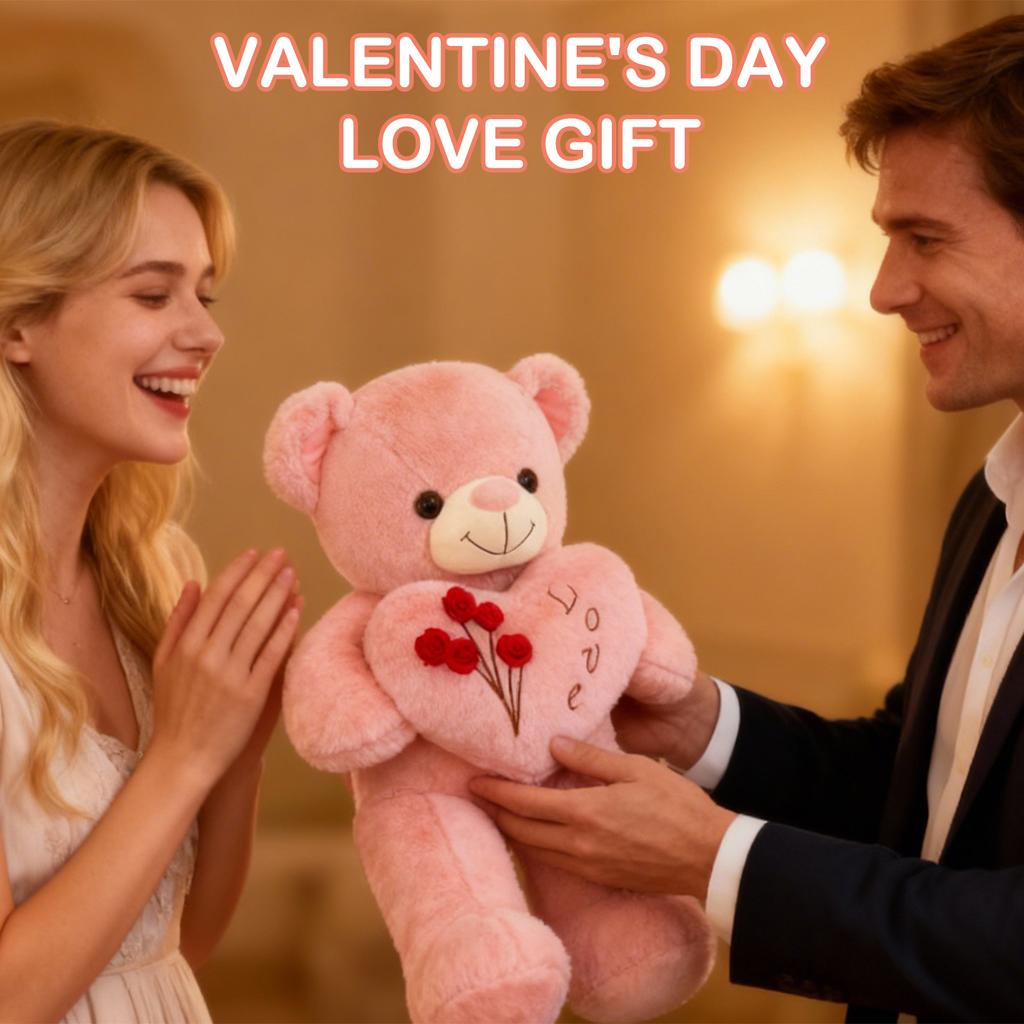 Cute Heart Hugging Bear Doll Plush Toy Cute Valentine's Day Confession Gift