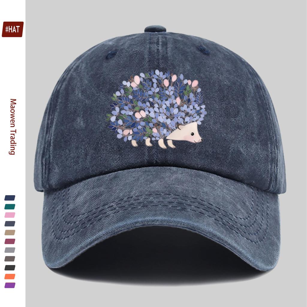 Pc Floral Hedgehog Print Baseball Cap Casual Pattern Design Decor Hat Comfortable Lightweight Sun Hat with Adjustable Strap