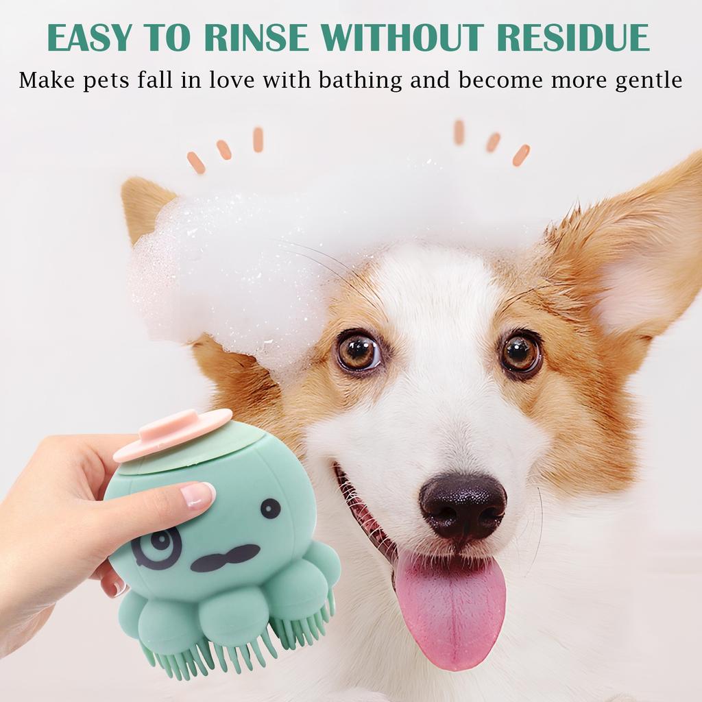 Dog Bath Brush, Shaped Grooming Brush With Shower Gel