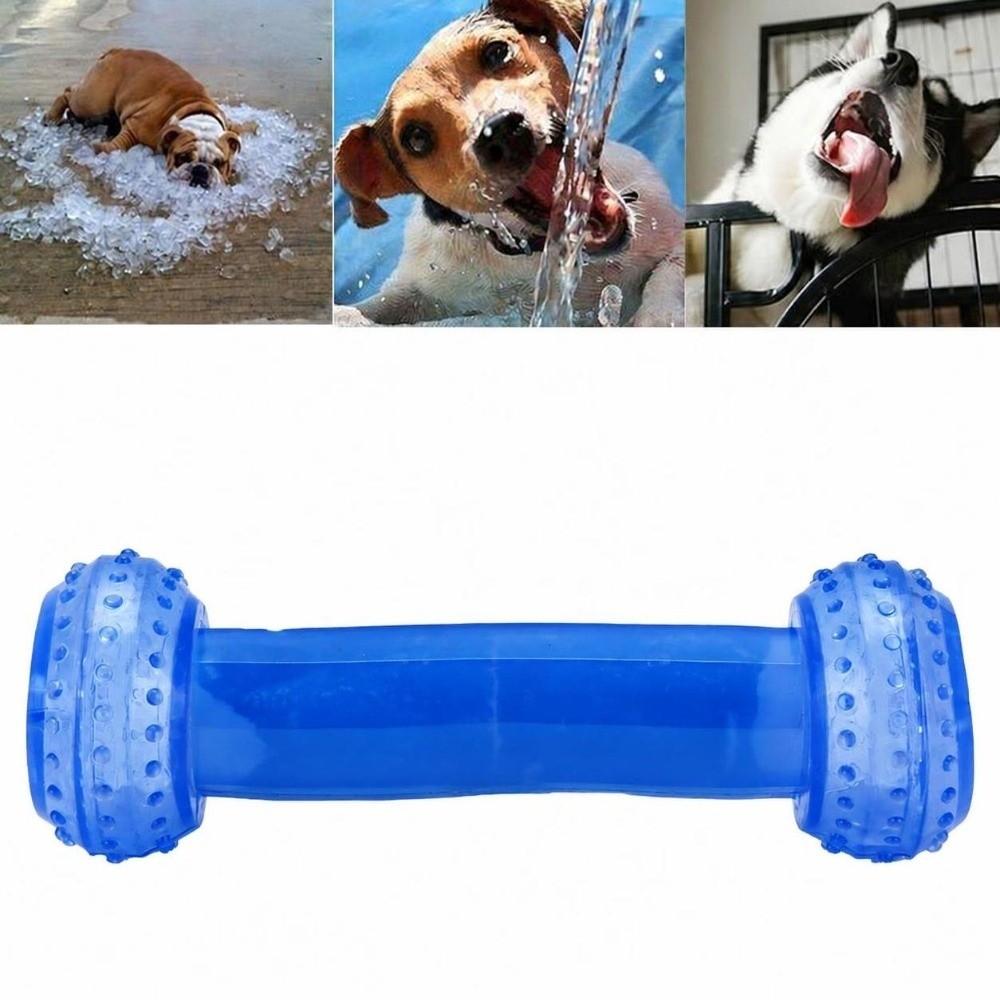 TPR Dog Chew Toy Dumbbell Shape Cooling Dog Toy Bite Tough Dog Teething Toy Teeth Cleaning