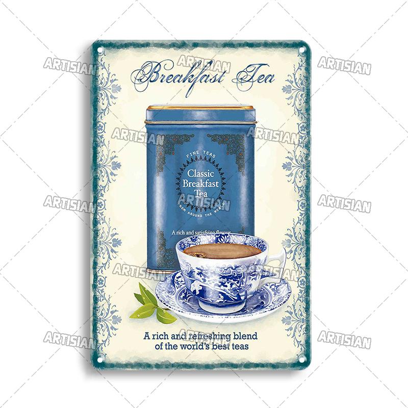Rusty Coffee Metal Poster Decorative Plate Classic Tea Metal Signs Home Bar Cafe Wall Decor Signs Old Metal Plaque Wall Plate 20x30cm(7.8x11.8inch)