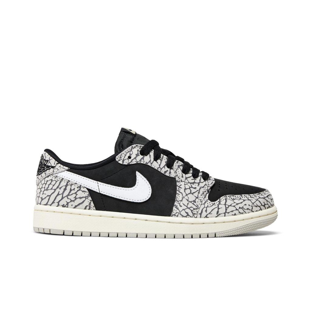 Womens Air Jordan 1 Retro Low OG 'Black Cement' (women's sizes) Black Vintage Basketball Shoes CZ0775 001