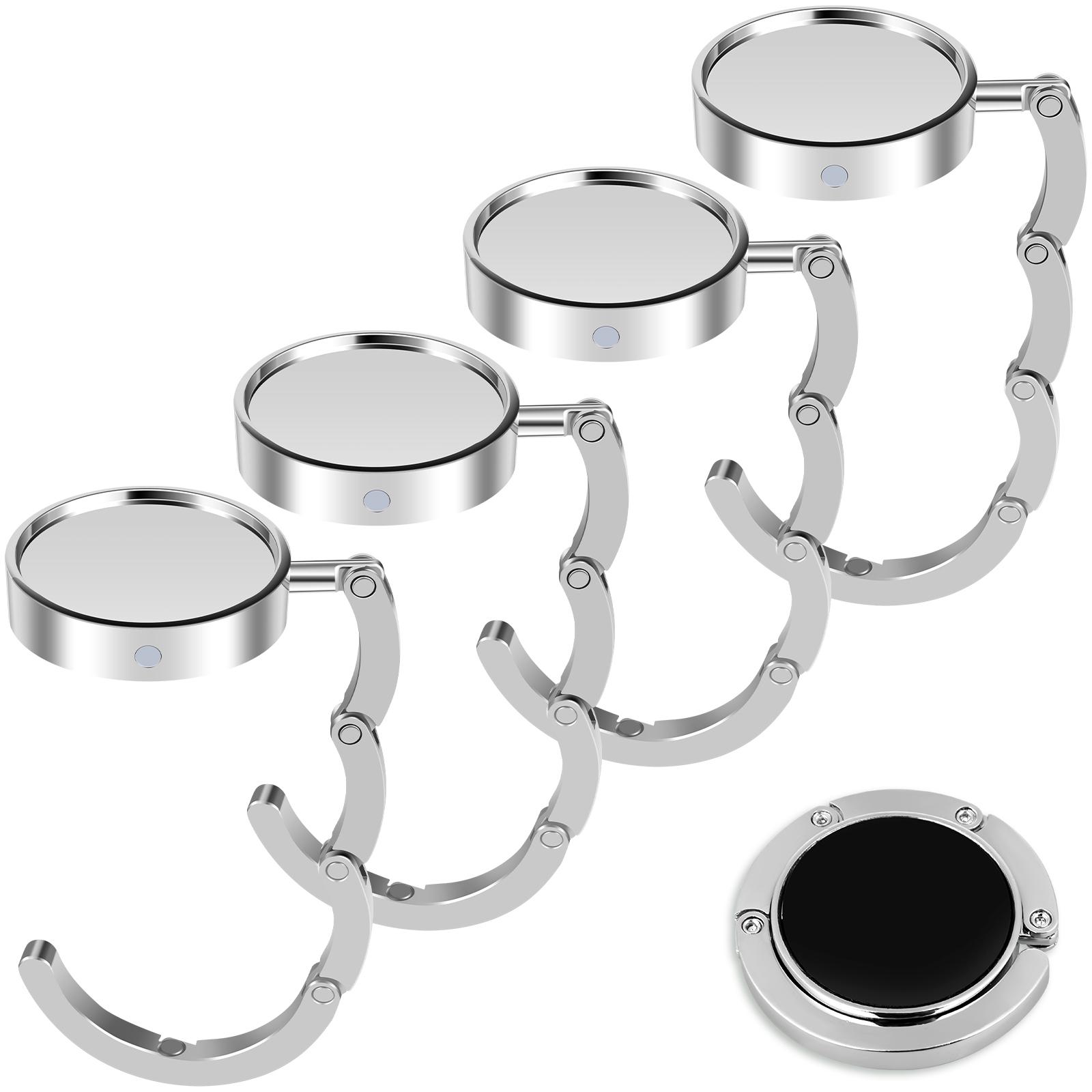

4/8Pcs Portable Folding Bag Hanger Handbag Hook Fashion Bag Holder Purse Key Rack Circle Shape Table Hook Outdoor Storage Hanger 4Pcs серебряный