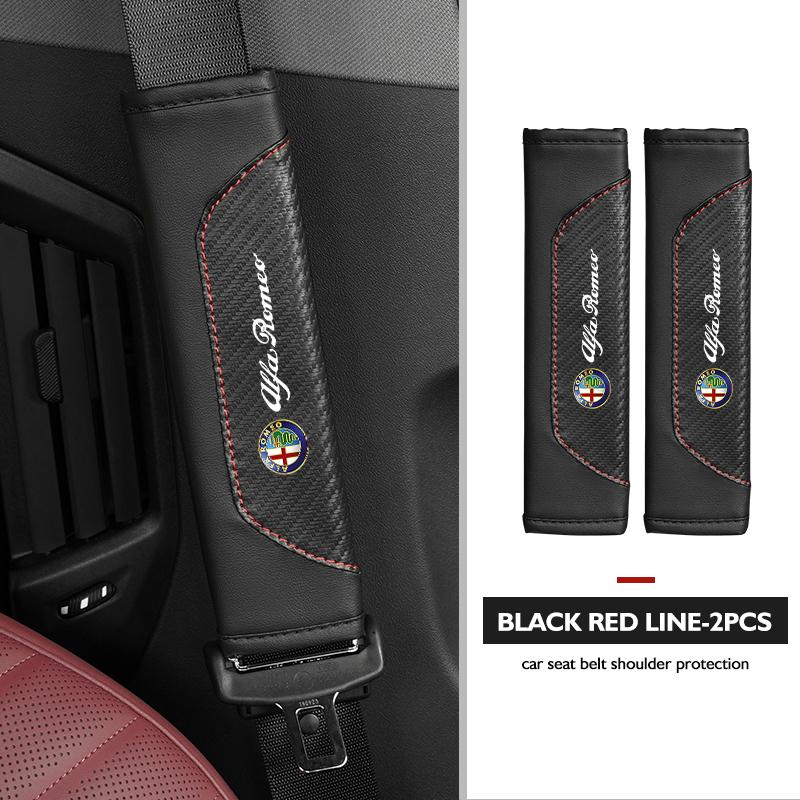 BQVLT1 Car Seat Belt Shoulder Cover Protection Pads Safety Belt Accessories For Alfa Romeo GT Stelvio F1 Brera Volante Tonale Gloria