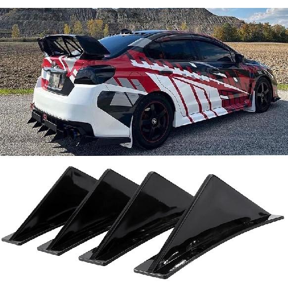 JMTBNO 4pcs Universal Curved Shape Rear Bumper Diffuser Shark Fin Spoiler Trim Covers Decoration Set Lip Wing Splitter,Black чёрный