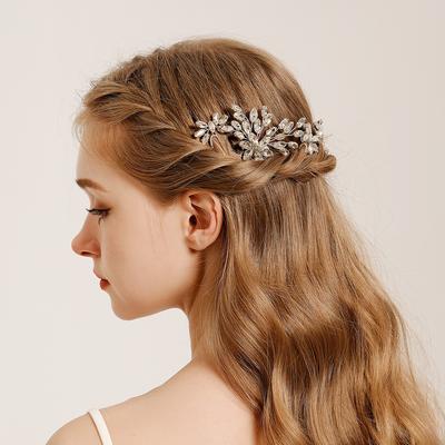 Neuer Brautschmuck handgefertigte Kristallhaarnadel Hochzeitsbankett Tanzaufführung Kopfschmuck U-förmige Strass-Haarnadel