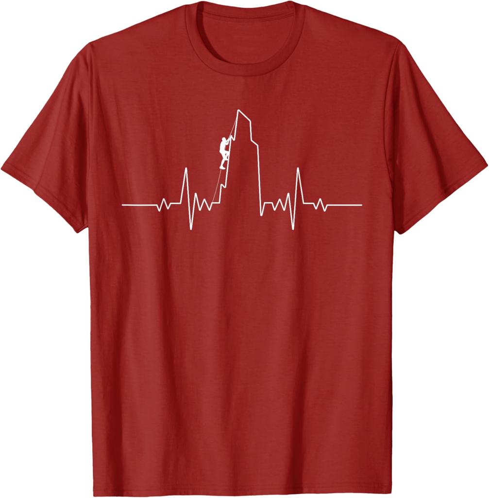 Klippklättring EKG Hjärtrytm Bergsbestigare Grafisk T-shirt Andningsbar Kortärmad T-shirt för Män Kvinnor