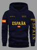 Spanish Flag Graphic Print Men Women Hooded Sweatshirt Autumn Winter Daily Outdoor Vacation Fitness Casual Loose Warm Sportswear