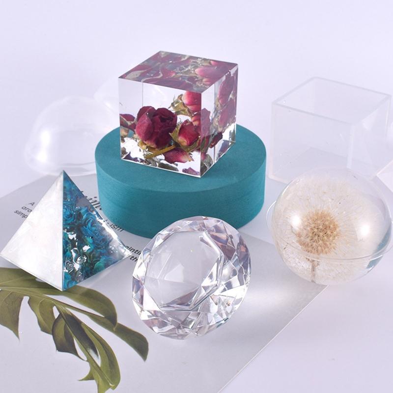 Square Resin Molds Different Shape Cube Silicone Molds Resin Casting Molds for DIY Art Resin Candle Soap Making Craft