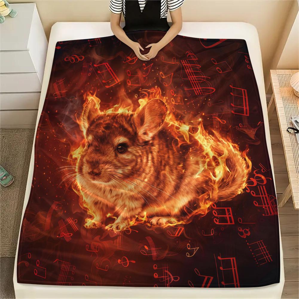 Goldenes Licht Kleintier-Print Flanelldecke, Hohe Qualität, Bequem für alle Jahreszeiten, Heimdekoration, Wärme und Komfort, Perfekt für Weihnachtsgeschenke