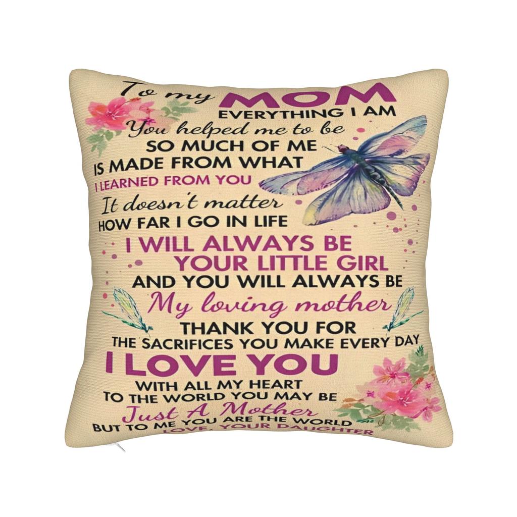 I Love You Mom Square Pillowcases Polyester Car Mother's Day  Cushion Case Funny Decor Pillowcase 45*45