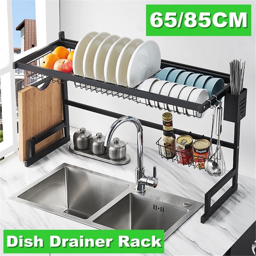 85 cm Over Sink Dish Drying Rack Drainer Stainless Steel Kitchen Holder Shelf 85 cm Over Sink Dish Drying Rack Drainer Stainless Steel Kitchen Holder Shelf