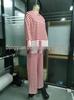 European and American Women's Striped Casual Suit: Long Sleeve Top & High Waist Pants Two-Piece Set (Spring/Autumn 2026)