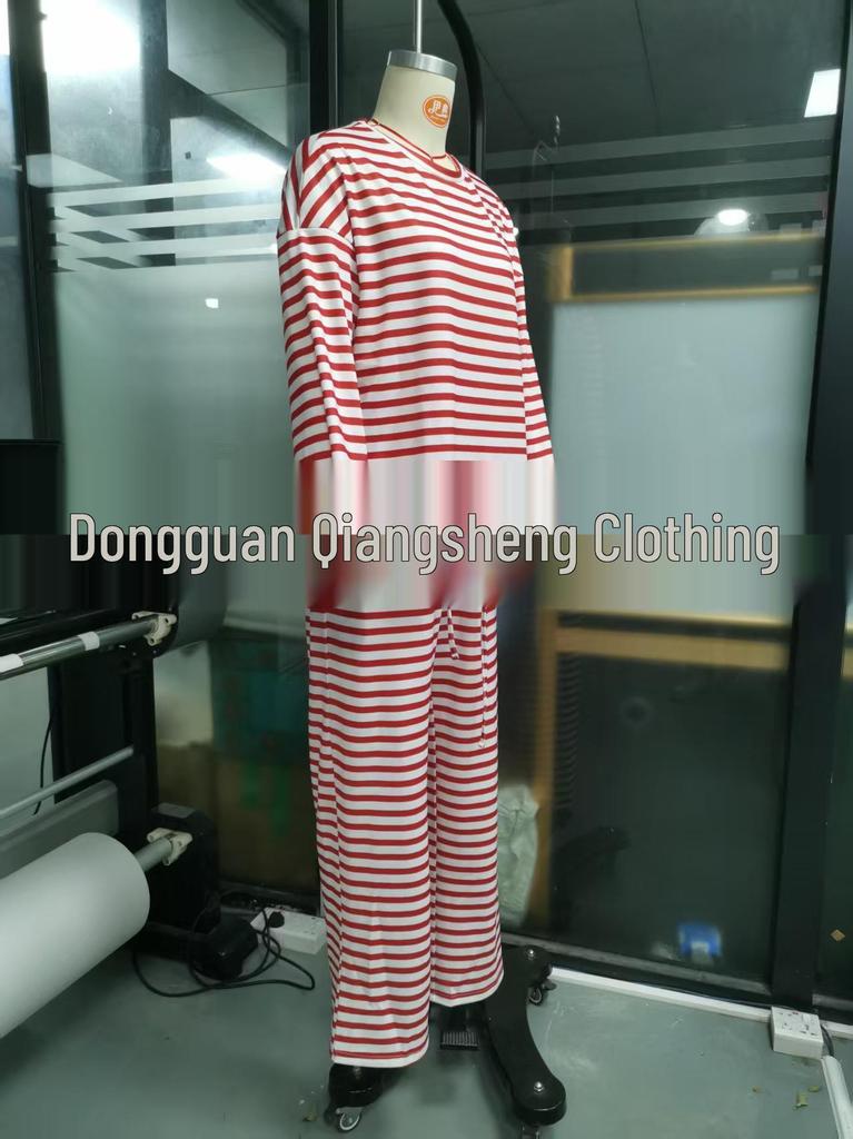 European and American Women's Striped Casual Suit: Long Sleeve Top & High Waist Pants Two-Piece Set (Spring/Autumn 2026)