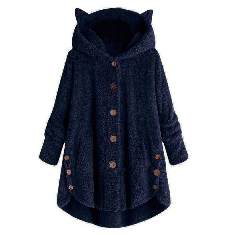 Cozy Cat Ear Women's Winter Warm Fleece Hoodie Hooded Coat For Casual Comfort