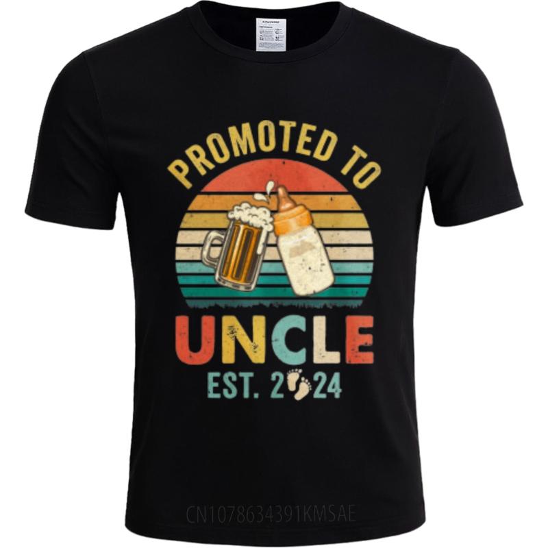 Soft For Her Oneck Tshirt Streetwear Promoted To Uncle Est 2024 Beer And Bottle Minimalist Teenagers Tee Shirt Quick Dry Shirt